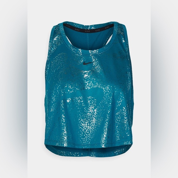 Nike Tops - NWT $40 Nike One Dri-FIT Women's Teal Glitter Training Tank Top | Size Medium